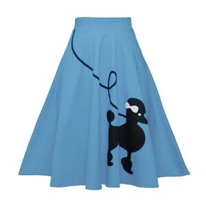 1950s Poodle Skirt Costume | Light Blue Vintage Swing Skirt | High Waist Retro